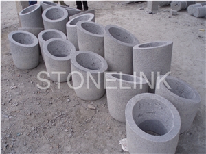Slfl-014,Chinese Grey Granite Garden Stone Flowerpot