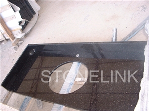 Slki-006, Black Galaxy Granite Countertop, Black Galaxy Granite Vanity Tops