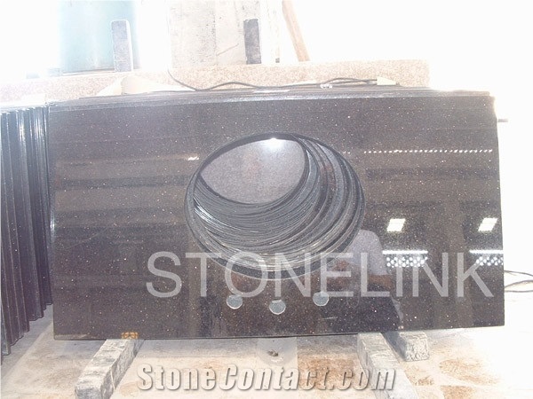 Slki-006, Black Galaxy Granite Countertop, Black Galaxy Granite Vanity Tops