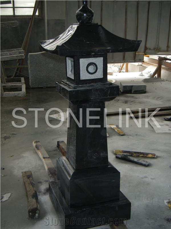 Slla-004,Chinese Granite Lantern,Black Stone Lantern,Black Garden Lantern
