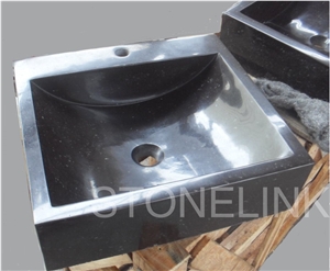 Slsi-135, Black Galaxy Granite Square Basin&Sink,Countertop Square Basin