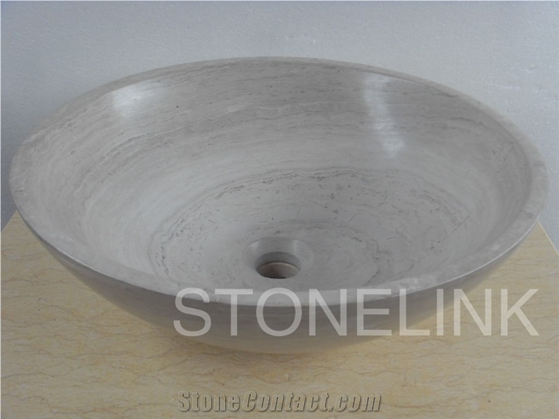 Slsi-168, White Wooden Marble Basin, Countertop Basin