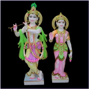 Radha Krishna Statue, White, Makaran White Marble Statues