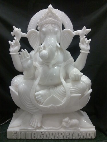 White Marble Ganesha Statue, Makarana White Marble Statues