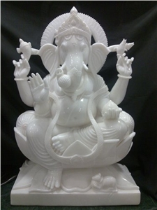 White Marble Ganesha Statue, Makarana White Marble Statues