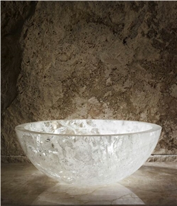Semi Precious and Mother Of Pearl Gemstone Crystal Round Sinks