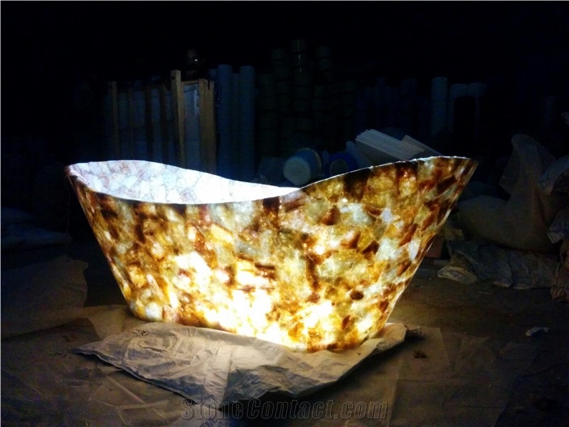 Semiprecious Stone Yellow Quartz Bath Tub
