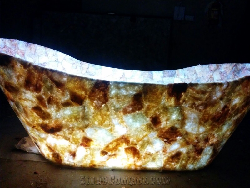 Semiprecious Stone Yellow Quartz Bath Tub