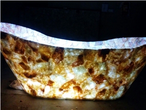 Semiprecious Stone Yellow Quartz Bath Tub