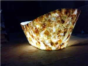 Semiprecious Stone Yellow Quartz Bath Tub