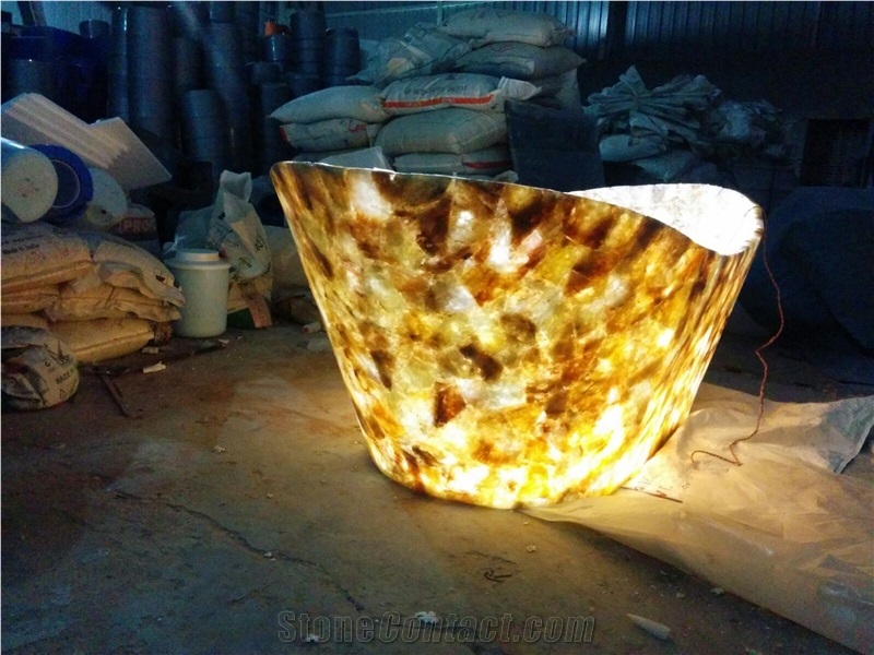 Semiprecious Stone Yellow Quartz Bath Tub