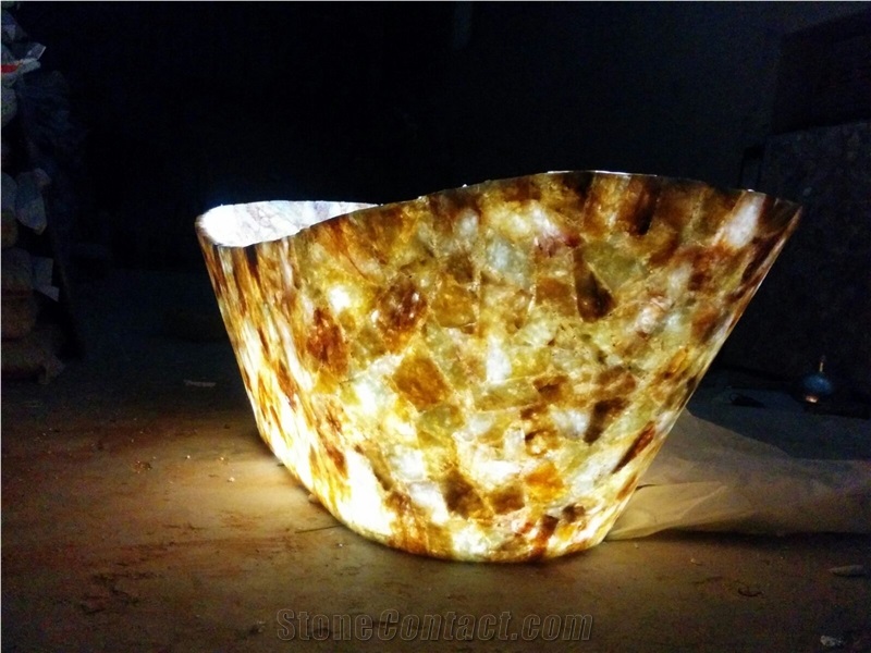 Semiprecious Stone Yellow Quartz Bath Tub