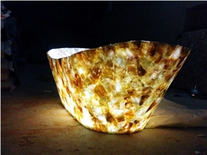Semiprecious Stone Yellow Quartz Bath Tub