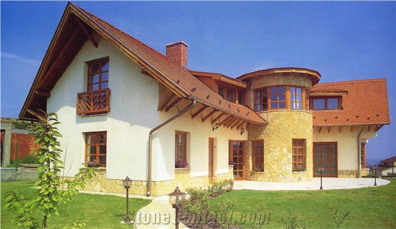 Gold Fantasy Flagstone Wall Cladding, Veneer Stone, Wall Covering Flagstone