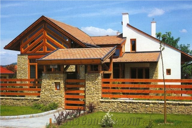 Gold Mediterranean Mix, Budai Marl Building & Walling, Yellow Wall Cladding, Veneer Stone, Cultured Stone