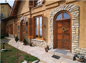 Gold Royal Stone Wall Brick, Beige Limestone Bricks, Wall Cladding, Veneer Stone