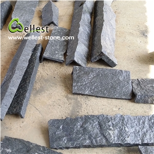 G654 Sesame Black Padang Dark Granite L Shape Whole Body Irregular Wall Corner Stone