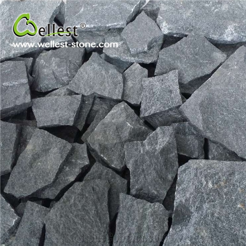 G654 Sesame Black Padang Dark Granite L Shape Whole Body Irregular Wall Corner Stone