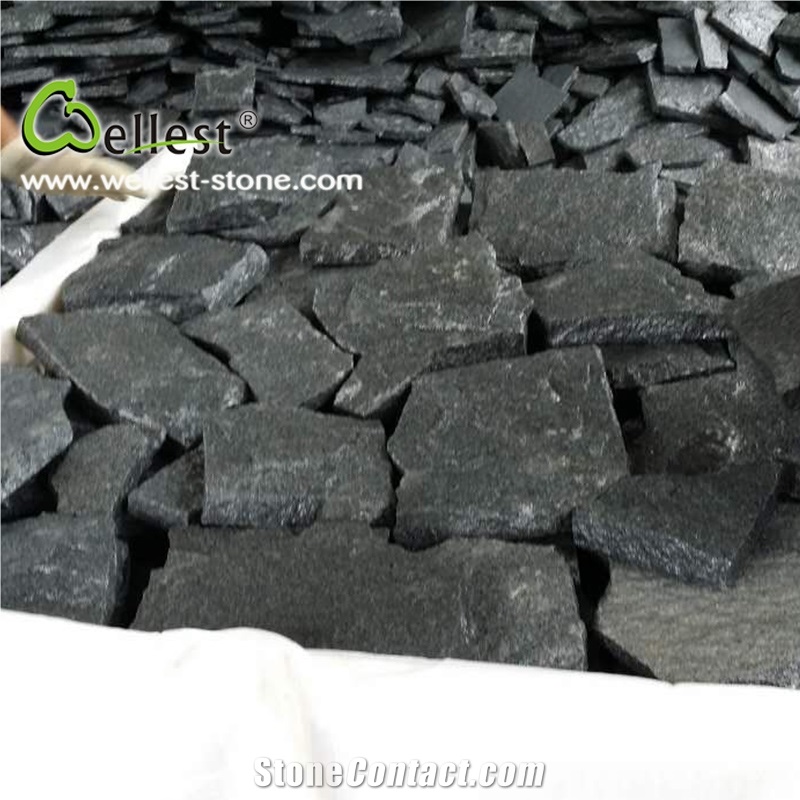 G654 Sesame Black Padang Dark Granite L Shape Whole Body Irregular Wall Corner Stone