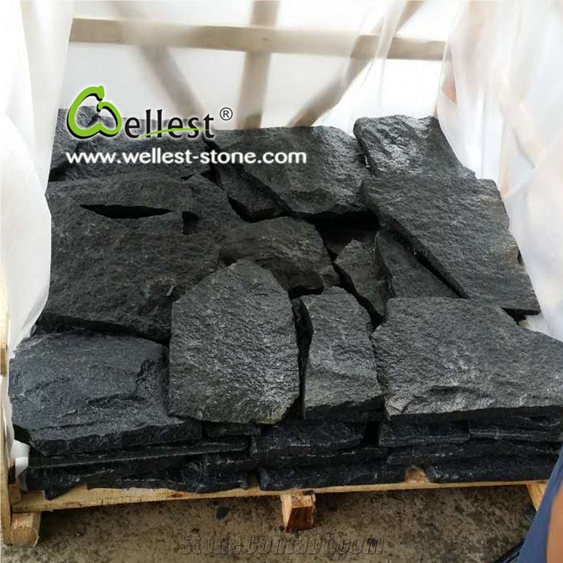G654 Sesame Black Padang Dark Granite L Shape Whole Body Irregular Wall Corner Stone
