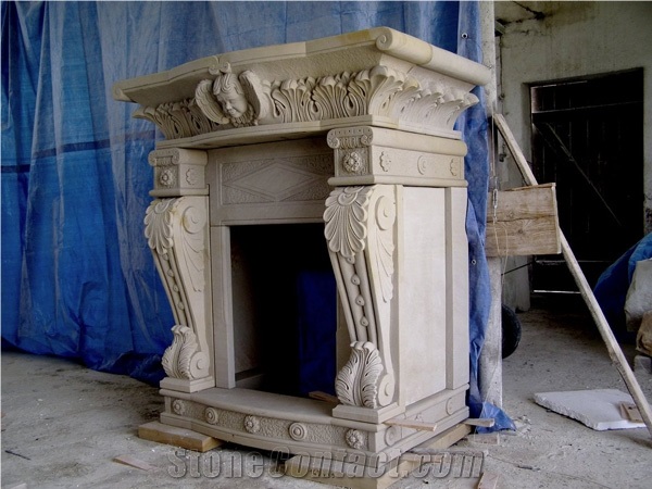 Sandstone Handcarved Fireplace