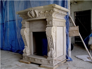 Sandstone Handcarved Fireplace