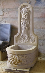 Sandstone Wall Mounted Fountain, Garden Fountains