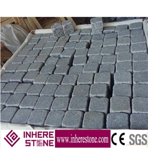 G654 Dark Grey Granite Pavers, Tumbled Cube Stone, Cobble Stone for Outside