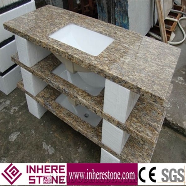 Giallo Fiorito Granite Bath Tops, Bathroom Countertops, Vanity Tops