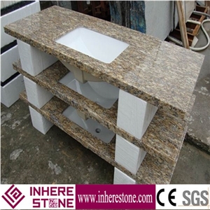 Giallo Fiorito Granite Bath Tops, Bathroom Countertops, Vanity Tops