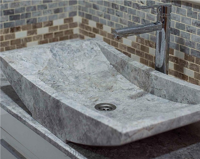 Bella Tundra Azure Marble Vessel Wash Basin, Blue Marble Sinks & Basins Turkey