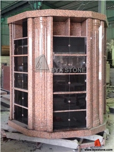 72 Niche Hexagonal Maple Red Granite Columbarium