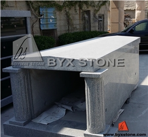 G603 Granite Single Crypt Mausoleum with Round Columns
