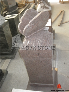 Granite Butterfly Carving Pedestal Monument / Pedestal Memorial