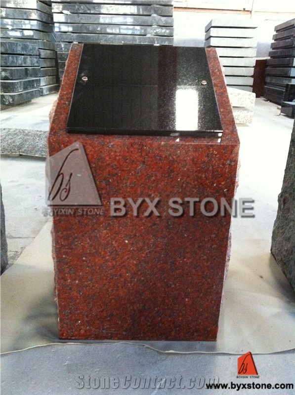 Indian Red Granite Single Cremation Columbarium / Monument / Memorials