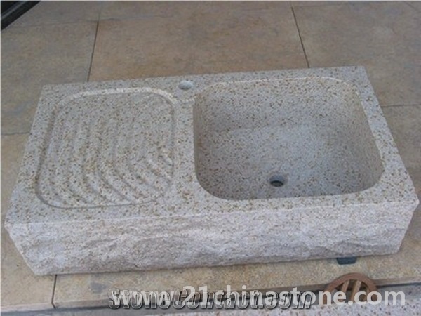 Csi-G682 Rust Sunset Gold Granite Farm House Square Sinks-Block Stocks