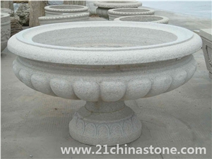 G603 Granite Carving Flower Pots Landscaping Stone / Sesame Grey Granite Exterior Planters