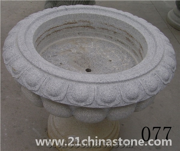 G603 Granite Carving Flower Pots Landscaping Stone / Sesame Grey Granite Exterior Planters