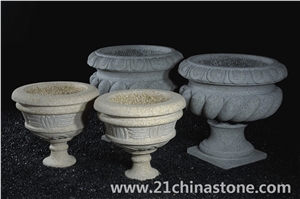 G603 Grey Granite Carving Flower Pot /Landscaping Stone Garden Stone