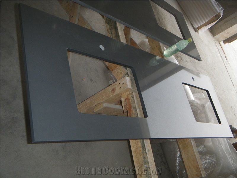 Black Quartz Solid Surface Kitchen Countertops/Bar Top/Worktop/Vanity Top,