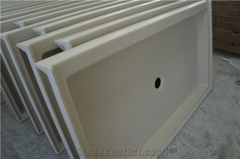 China White Marble Shower Wall Panel & Shower Tray, Artificial Marble Shower Panel & Tray