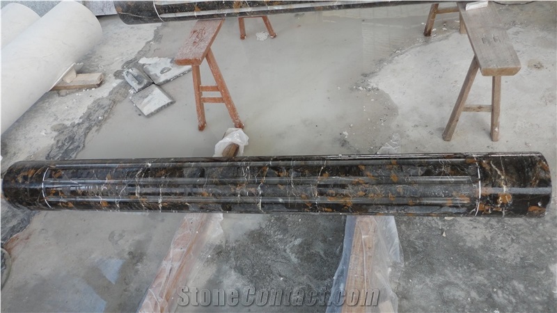 Portoro Gold Marble Column, Black Marble Column