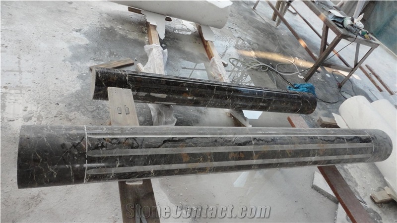 Portoro Gold Marble Column, Black Marble Column