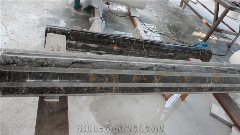 Portoro Gold Marble Column, Black Marble Column