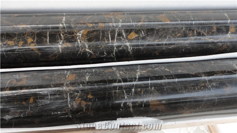 Portoro Gold Marble Column, Black Marble Column
