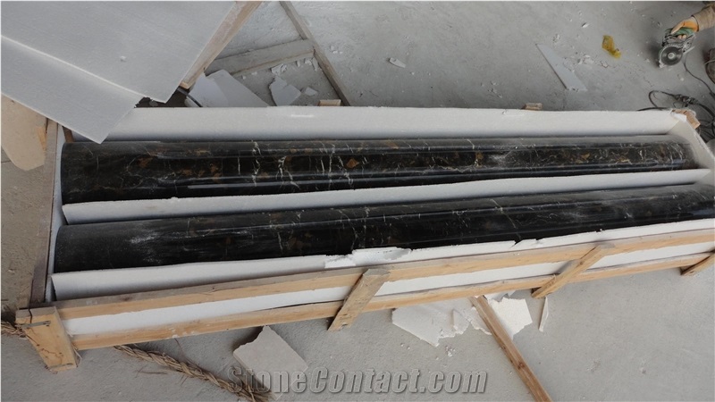 Portoro Gold Marble Column, Black Marble Column