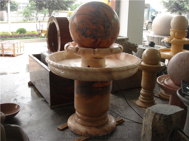 Rolling Stone Ball Water Fountain, Floating Sphere, Multicolor Marble Floating Sphere