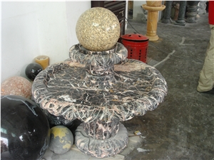 Rolling Stone Ball Water Fountain, Floating Sphere, Multicolor Marble Floating Sphere