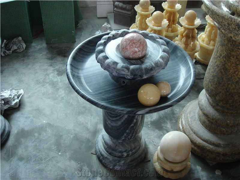 Rolling Stone Ball Water Fountain, Floating Sphere, Multicolor Marble Floating Sphere