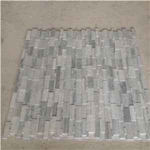 Wood Blue Vein Marble High&Low Mosaic Polished
